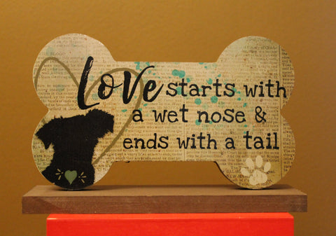Doggie Love Quotes Wooden Sign "Love"