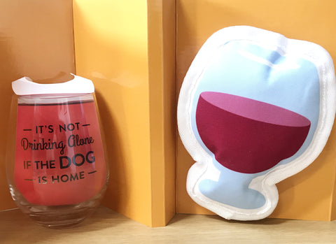 Paws and Cheers: Wine Set: "It's not Drinking Alone if the Dog is Home"