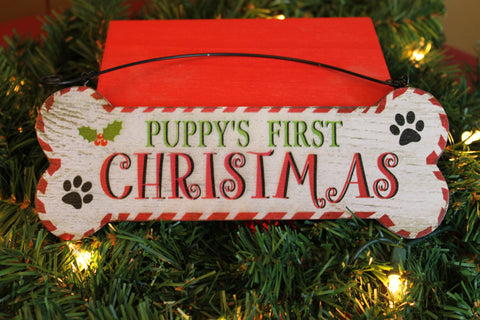 Dog Bone Christmas Ornament "Puppy's First Christmas"